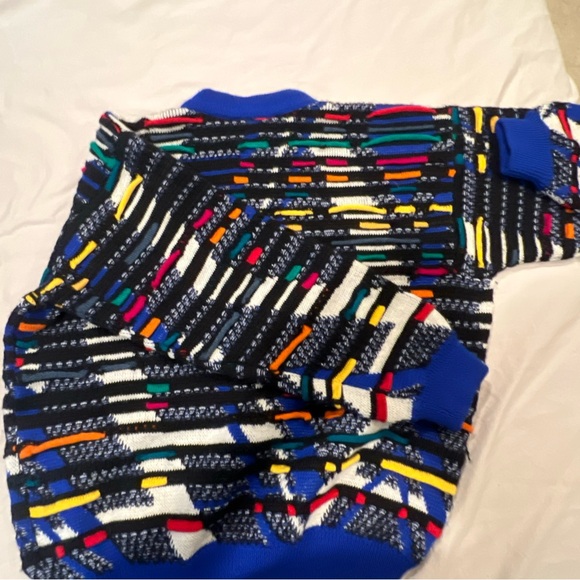 VINTAGE Coogi Sweater Men XL Black Red Wool Pullover Hip Hop Biggie 90s Textured - Picture 7 of 14